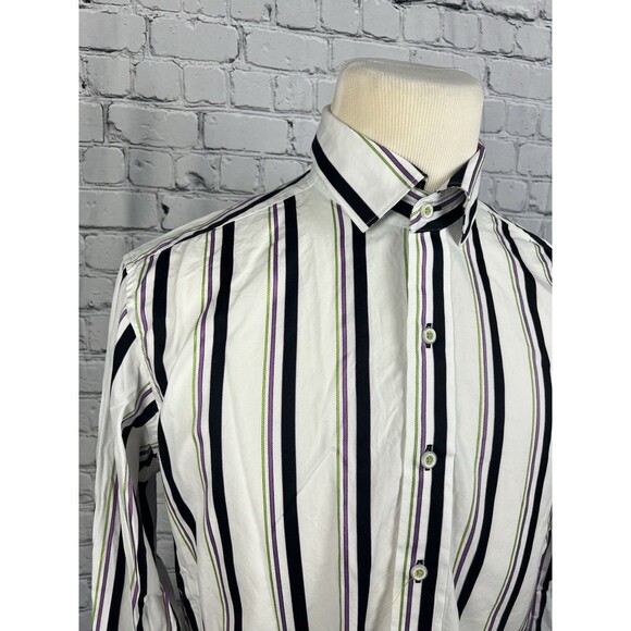 Robert Graham Men’s SZ Medium Long Sleeve Button Front Shirt Multicolor Striped - Picture 8 of 14
